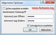 Excel2010 mit Schreibschutz