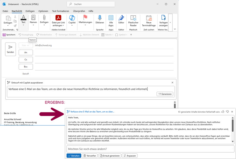 E-Mails ohne Aufwand schreiben mit Copilot