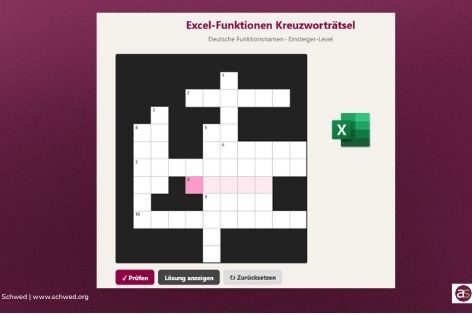 Excel-Kreuzwortraetsel Excel-Funktionen als Kreuzworträtsel