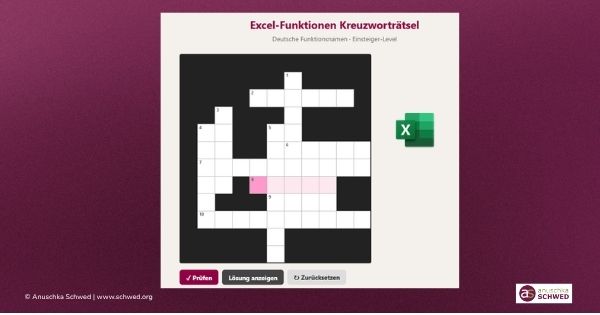 Excel-Funktionen als Kreuzworträtsel