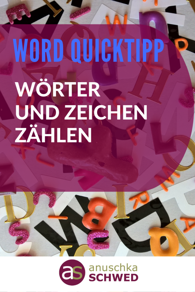 Pinterest WORD QuickTipp Woerter und Zeichen zaehlen